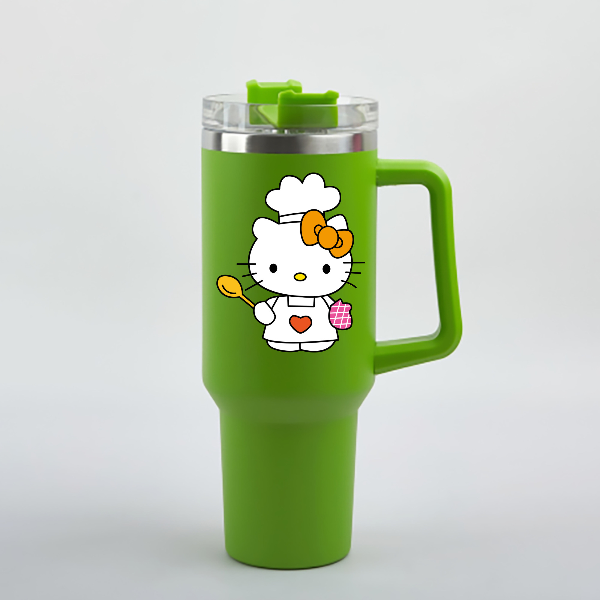 （画像用） Hello Kitty ハローキティ 1200mL車用タンブラー - クリスタルステッカー（プラスチックストロー付き）